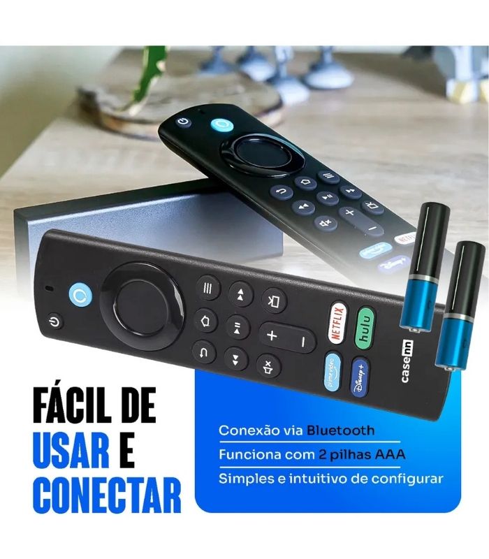 imagem Controle Compatível Fire stick explicando sua facilidade de usar e conectar