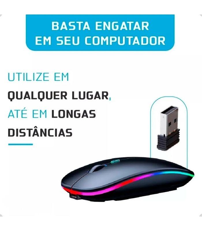 mouse sem fio recarregável rgb