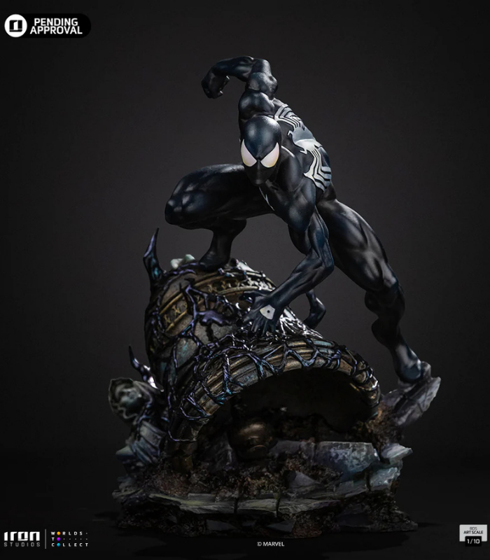 estátua Homem-Aranha traje preto simbiose Iron Studios