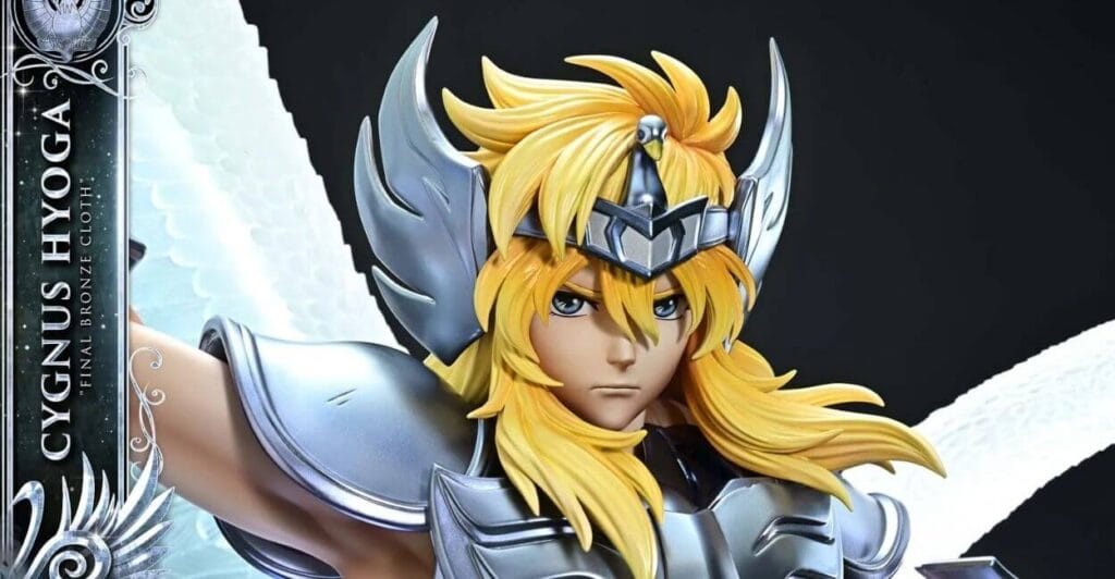 close-up estátua Cygnus Hyoga Cavaleiros do Zodíaco