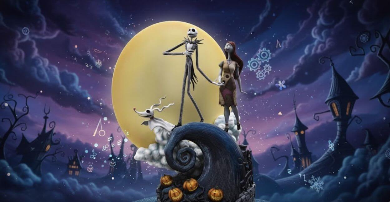 A Estátua Jack and Sally Deluxe É A Peça De O Estranho Mundo de Jack Que Você Estava Esperando! 1 estátua Jack and Sally Nightmare Before Christmas Deluxe Art Scale 1/10