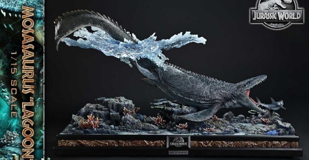 estátua Mosasaurus Lagoon Jurassic World dinossauro marinho 1/15 scale