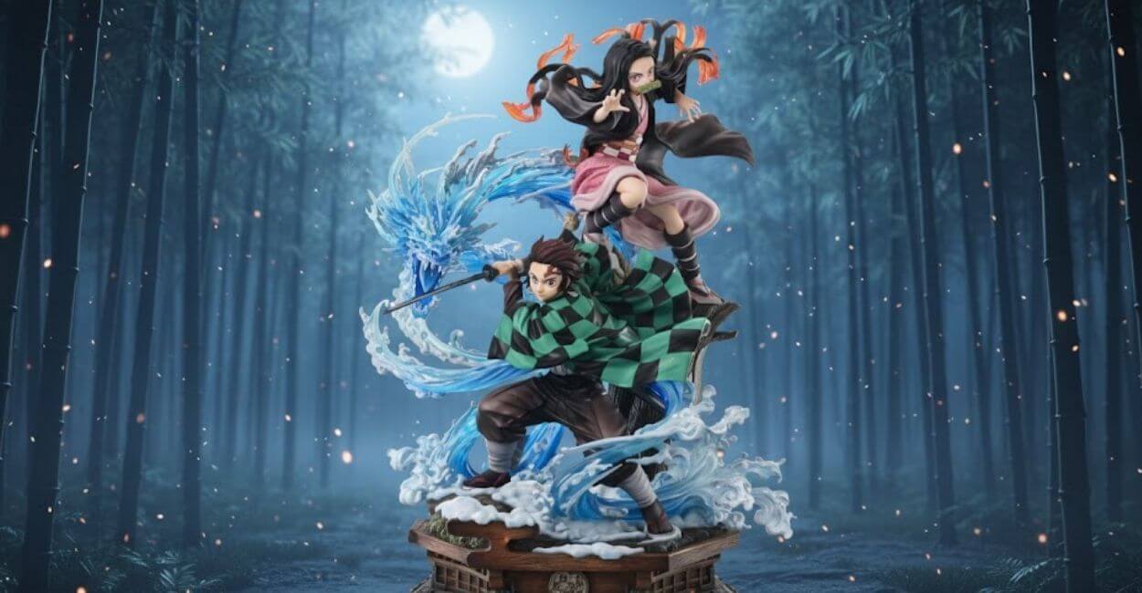 A Estátua Tanjiro e Nezuko da Prime 1 Studio É Um Sonho de Demon Slayer 1 estátua Tanjiro e Nezuko Demon Slayer combate Respiração da Água