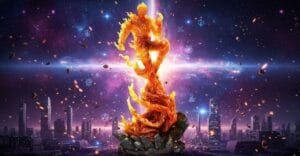 estátua Tocha Humana Quarteto Fantástico Human Torch Art Scale 1/10