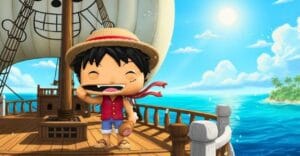 Funko Pop Luffy One Piece em navio pirata