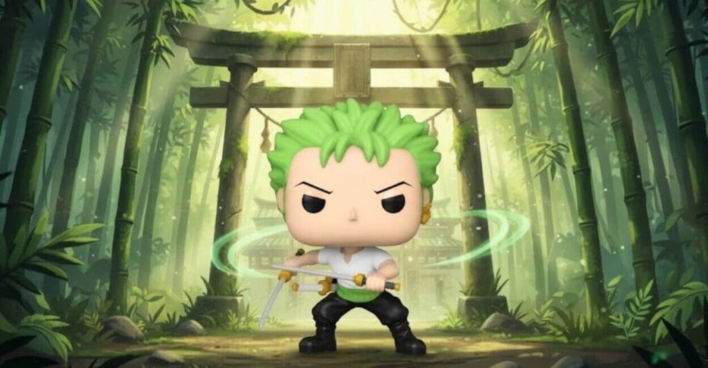 Funko Pop Zoro One Piece katanas floresta bambu