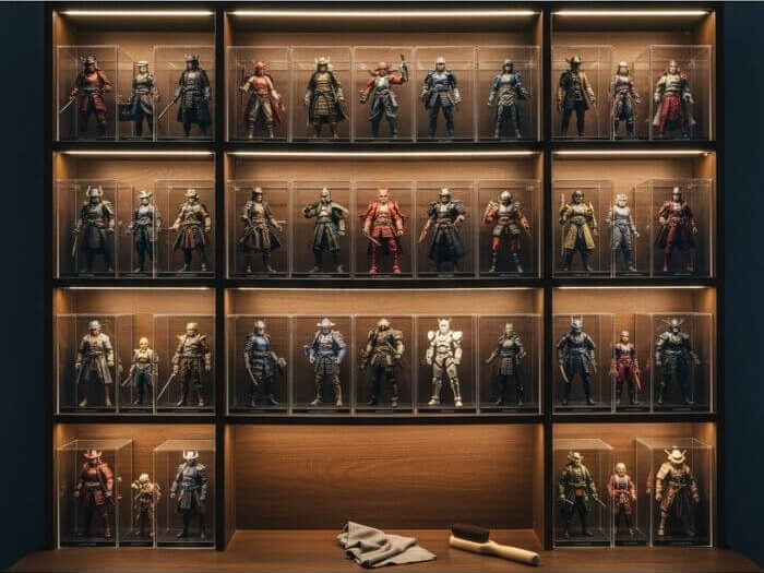 Como Limpar e Conservar Suas Action Figures sem Danificar a Pintura 3 figuras limpas e conservadas em exposição vitrine action figures