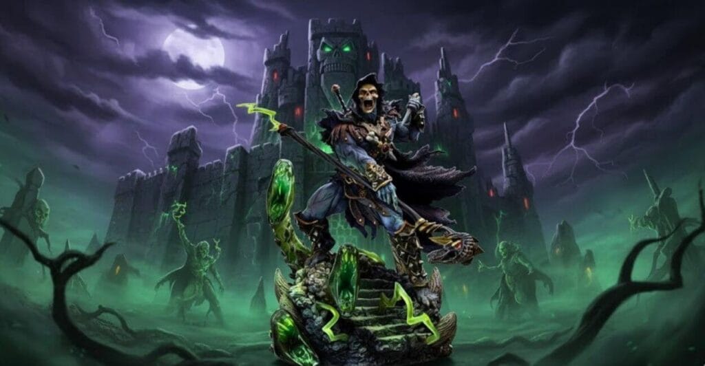 estátua Esqueleto Unleashed Castelo Grayskull Masters of the Universe