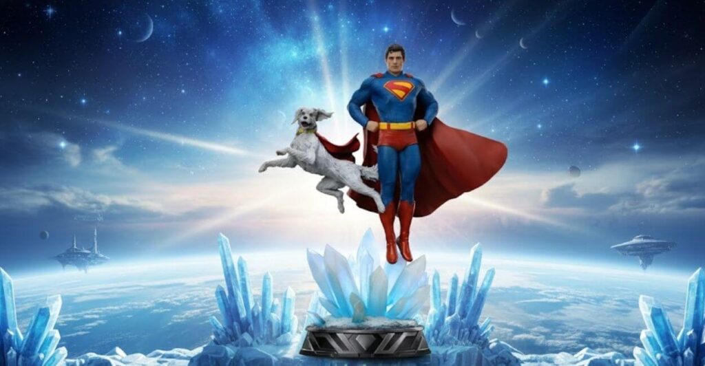 estátua Superman e Krypto Superman Legacy Movie Iron Studios