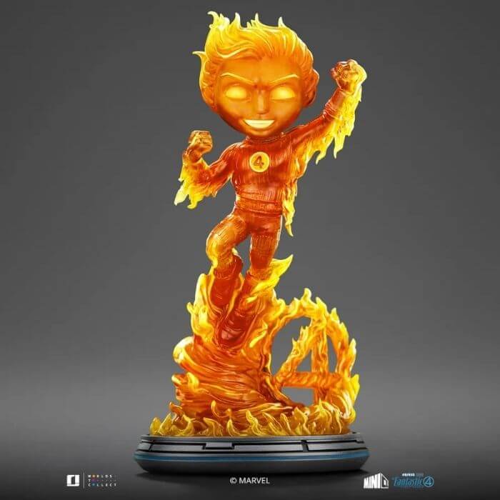 Estátuas Quarteto Fantástico: guia completo para colecionadores 4 estátua Tocha Humana Human Torch Quarteto Fantástico Mini Co Iron Studios